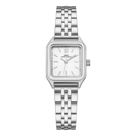 IBSO 2023 новые женские роскошные стильные кварцевые часы с квадратным циферблатом и ремешком из нержавеющей стали, водонепроницаемые кварцевые часы 30 S9680L