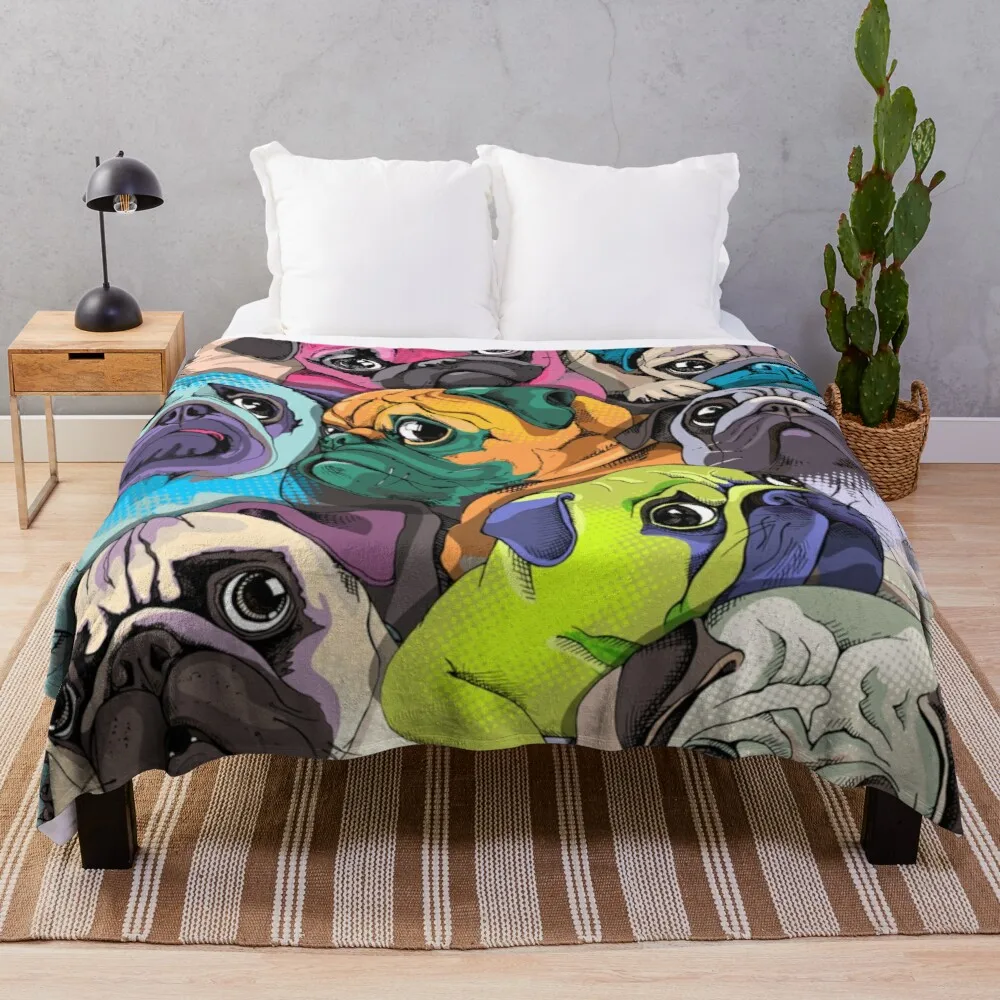 

Portrait of many pugs Throw Blanket Luxury Blanket