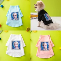disney summer new dog clothes 100 cotton dog t shirt cute anna lisa princess print pet costume comfortable dog vest