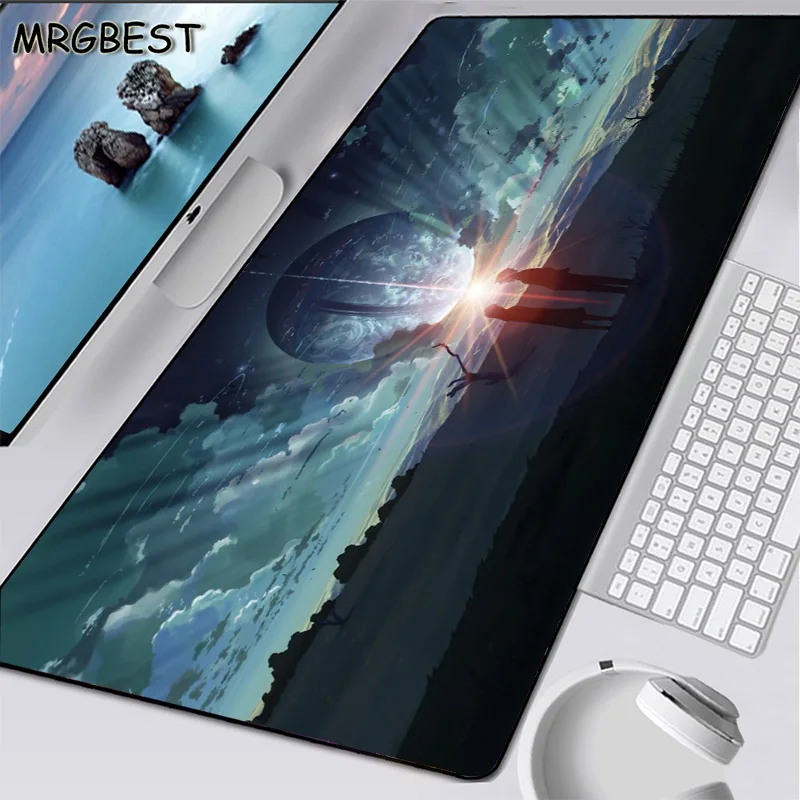 

MRGBEST 900x400mm L Moon Couple Large Lockedge Rubber Mouse Pad Precise Control Desktop Anti-slip Mat Game Pad Table Mat Durable