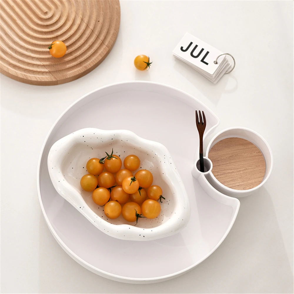 Круглый поднос с двойной тарелкой в скандинавском стиле украшение для дома