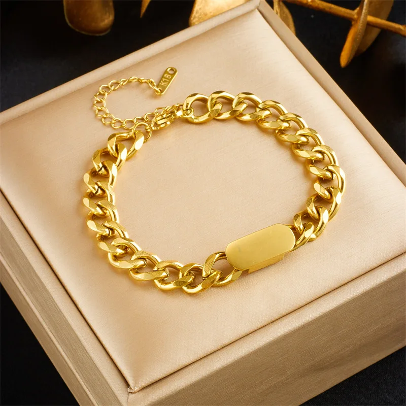 

Женские браслеты-цепочки из нержавеющей стали 316L золотого цвета, изысканный модный винтажный браслет в стиле панк, ювелирные изделия, подарки для свадебной вечеринки