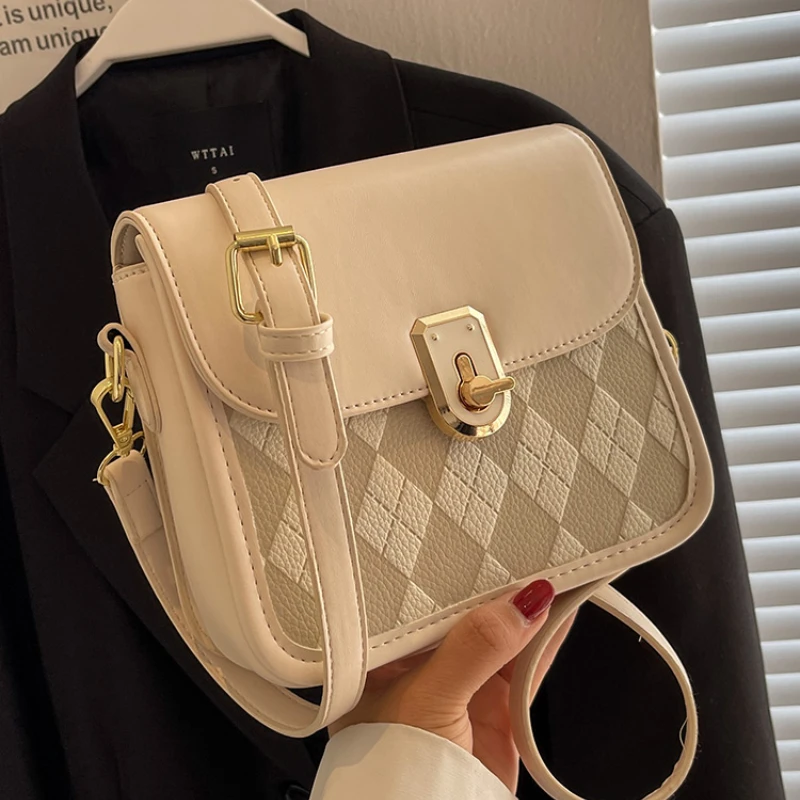 

2023 Fashion Trends Womens Business Girls Casual Messenger Bag PU Material Shoulder Bag Lingge Versatile Handbag Shoulder Bag