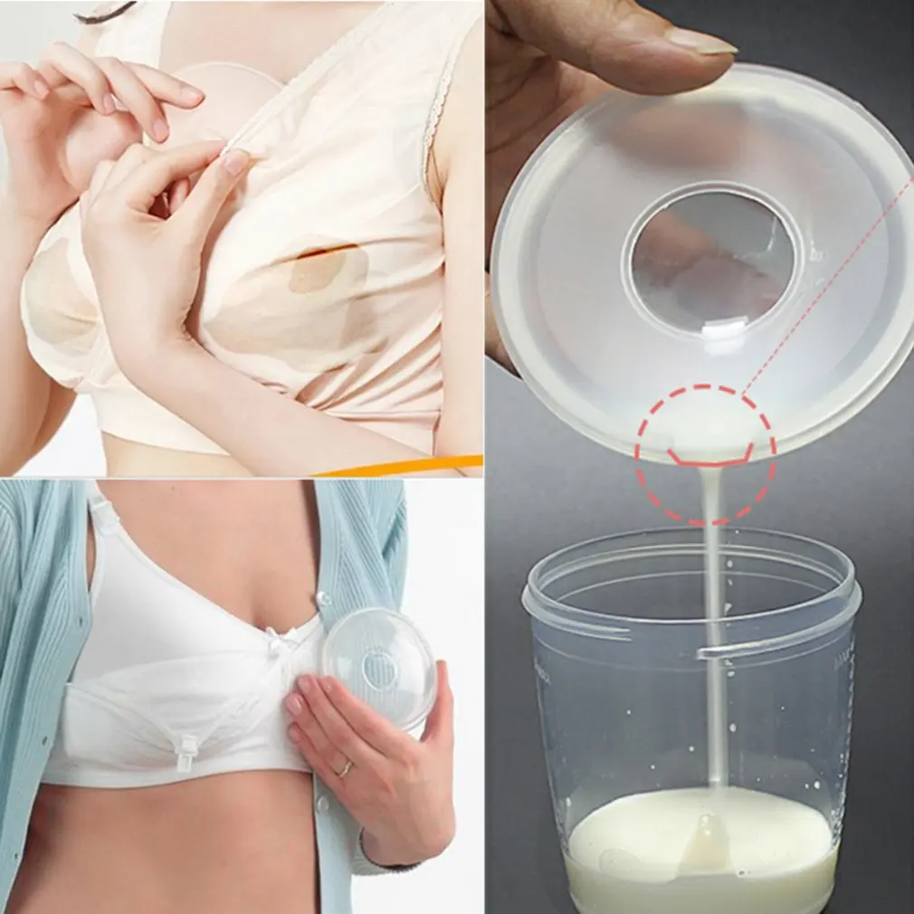 1/2 Pack Portable Breast Milk Saver Breast Milk Collector BPA-Free Flexible Silicone Breast Shield Manual Breast Pump