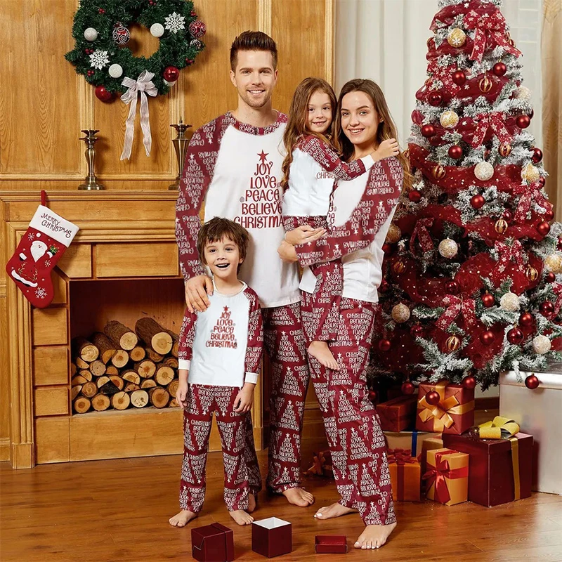 Christmas Tree Pajamas Family Matching Adult Children's Christmas Cartoon Pajamas Festival Party Decoration Parent-child Outfit