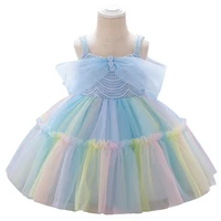 girl rainbow dress birthday wedding party princess toddler dresses newborn baby mesh bowknot clothing children vestido