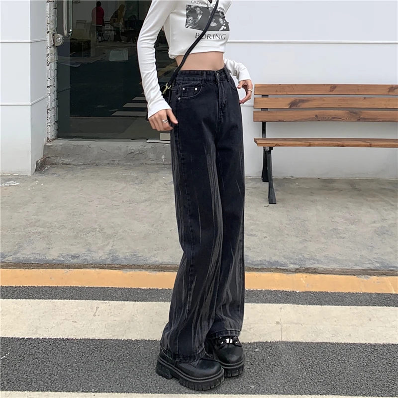 N2509   Jeans women's high waist slim casual all match wide leg denim trousers women's jeans