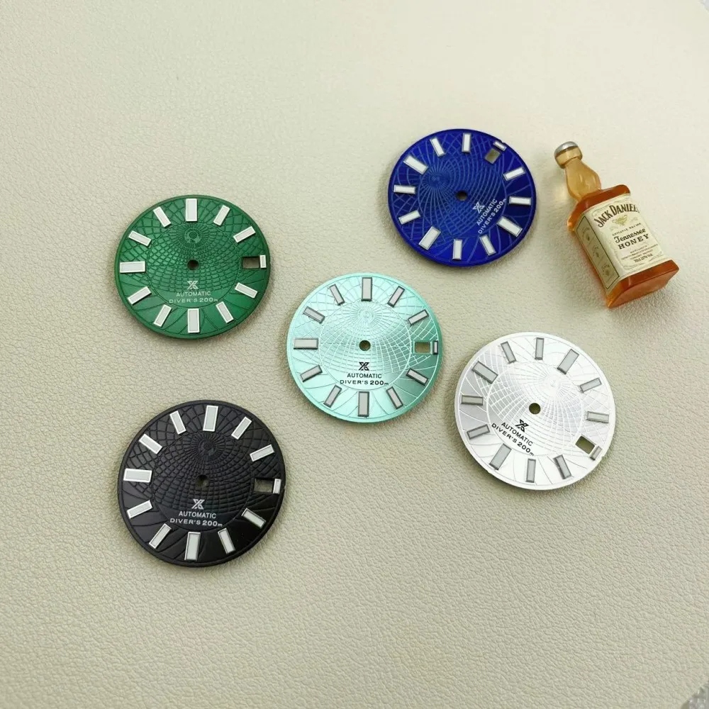 New NH35 dial mechanical watch modified NH36 diving watch green luminous word diameter 28.5mm watch accessories