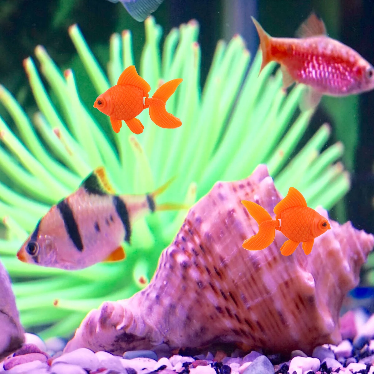 

10PCS Fake Fish Aquarium Ornament Floating Simulation Goldfish for Fish Tank