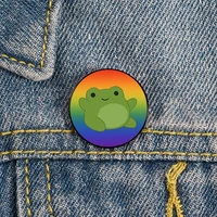 rainbow frog printed pin custom cute brooches shirt lapel teacher tote bag backpacks badge cartoon gift brooches pins for women