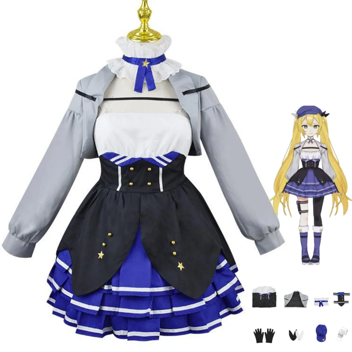 Аниме виртуальный YouTuber Dokibird Косплей Костюм VTuber Ретро Doki JK Униформа платье пальто