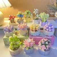 bibilock potted plants succulents flower building blocks bonsai assemble bricks kit decoration birthday gifts for childrens toy