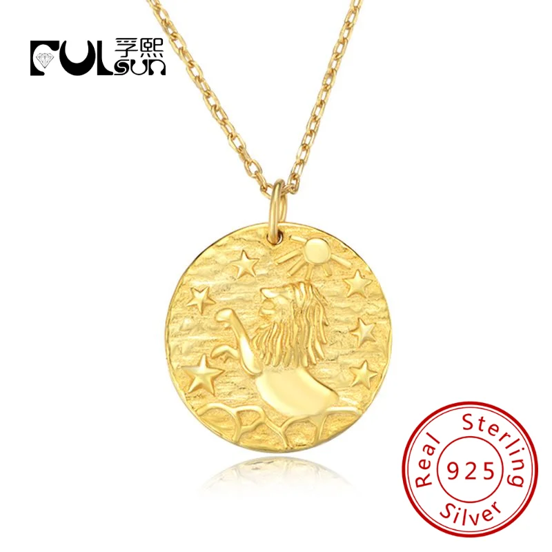 

Medallion Coin Lion Pendant Necklace Gold Cross 925 Sterling Silver Vintage Jewelry Plated Jewellery Women