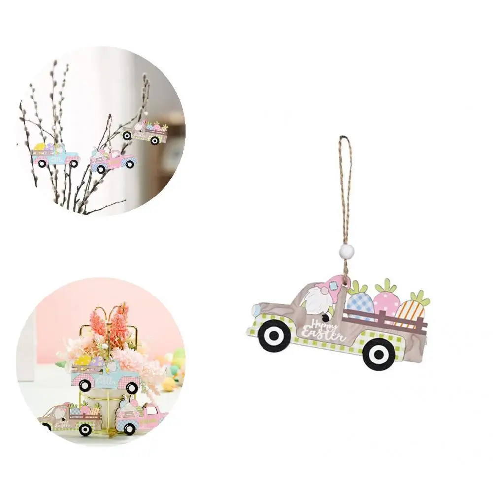 

Chic Lightweight Burr-free Lovely Hanging Cartoon Easter Wood Slices Holiday Supplies Wooden Ornament Wood Craft