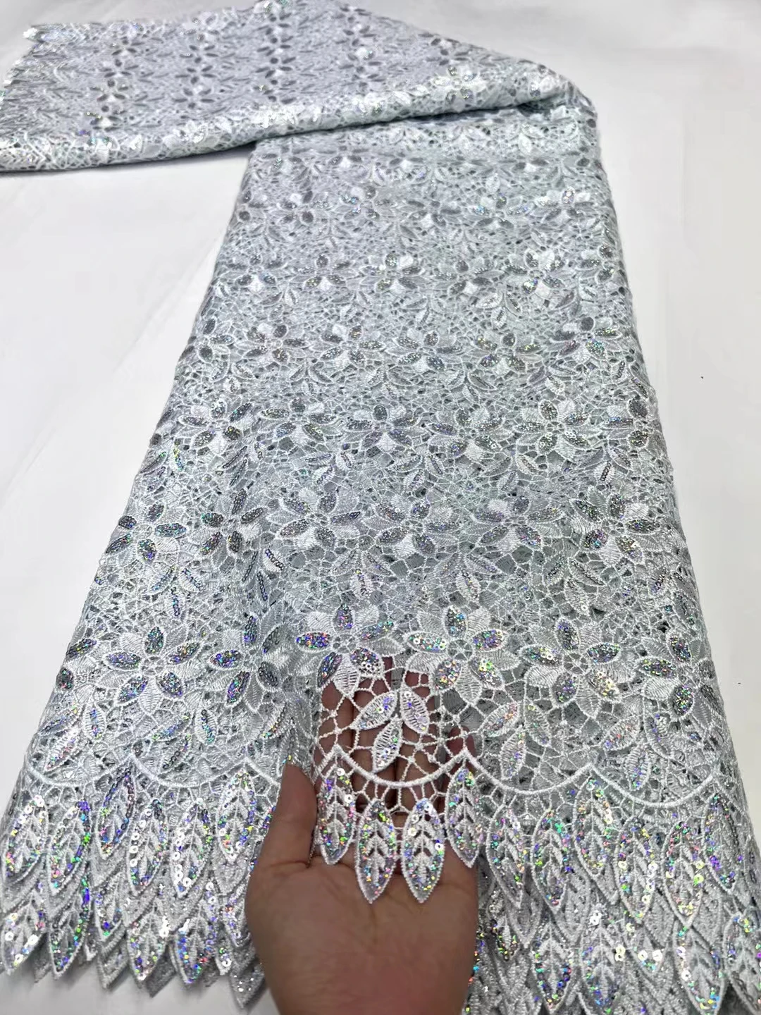 Новейшая африканская кружевная ткань из гипюрового шнура стиль 2025 года