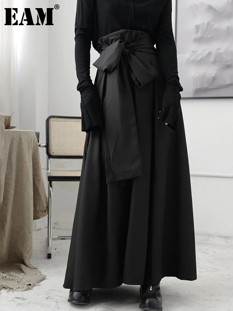 

[EAM] High Waist Black Brief Bandgae Long Temperament Long Half-body Skirt Women Fashion Tide New Spring Autumn 2022 1DB402