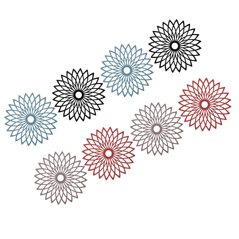 

8pcs Hollow Silicone Coasters Cup Pads Heat Resistant Coasters (Assorted Color)
