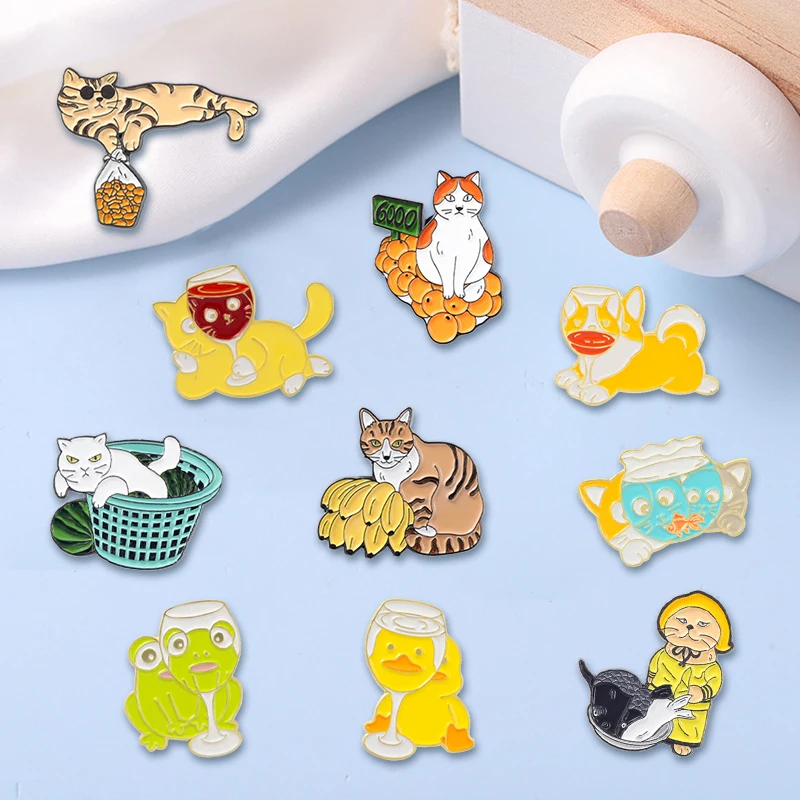 Креативная трендовая брошь на лацкан с изображением милой кошки животного