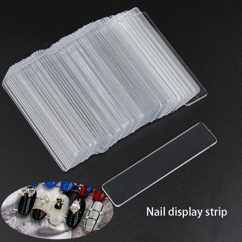 

New Nail Tools Nail Art Display Strip Transparent Display Sheet Sticky Nail Sheet Work Display Stand 50 Pieces Nail Kit