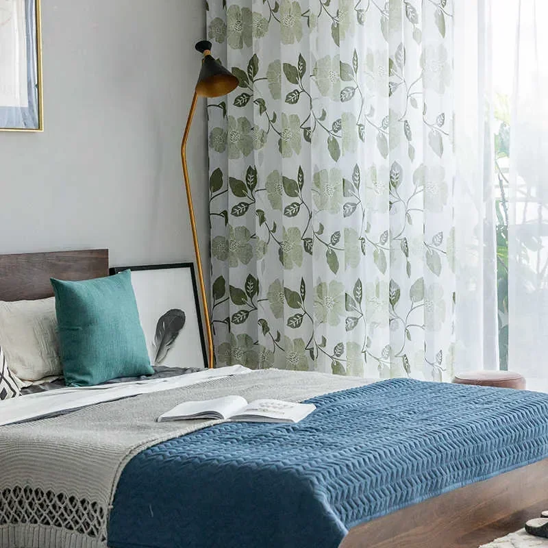 Занавеска для гостиной спальни прозрачная цветочная вышивка оконные украшения