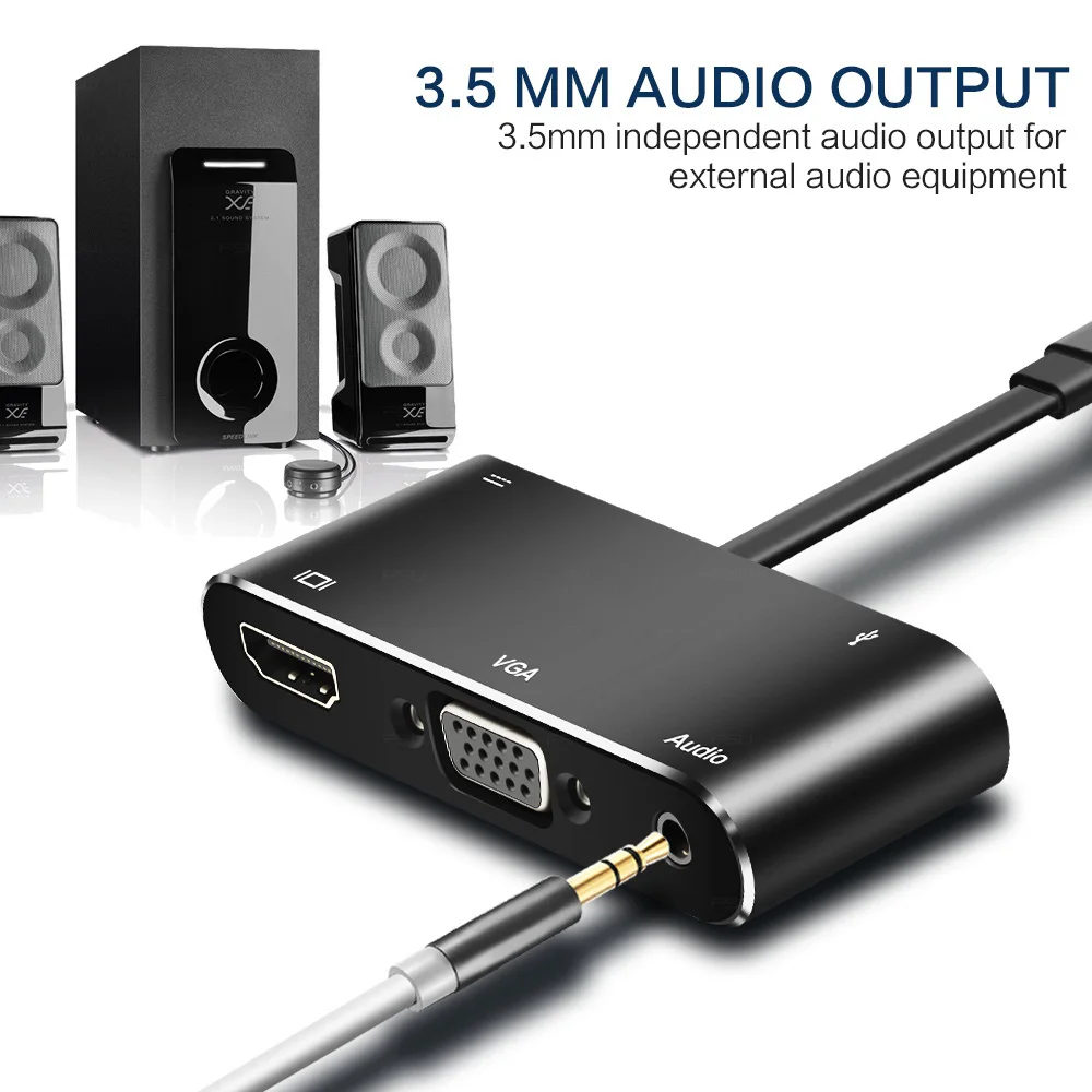 USB C HDMI-совместимая док-станция типа к VGA Thunderbolt 3 для MacBook Samsung S9/S8 Huawei Mate 20 P20 Pro |