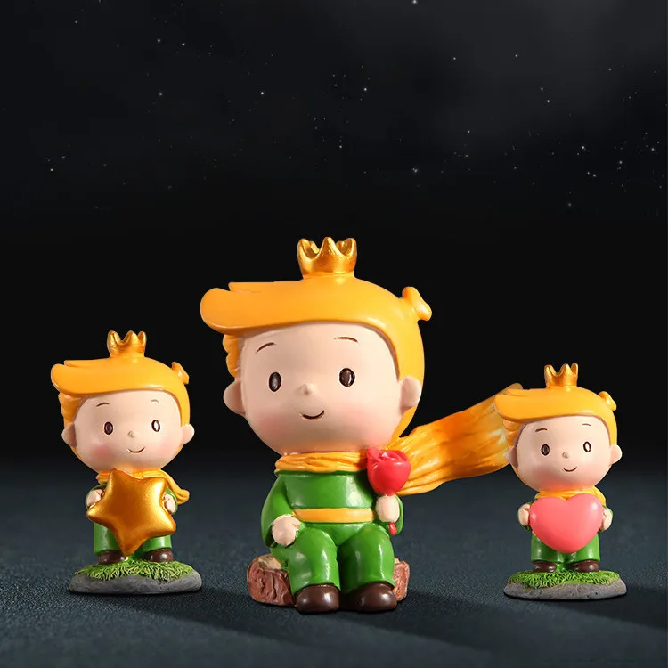 

Resin Little Prince Figurines Fairy Cartoon Model Rose Action Fox Figures Miniatures Desktop Ornament Home Decoration