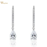 wong rain 925 sterling silver pear cut created moissanite diamonds gemstone party tassel drop dangle earrings fine jewelry