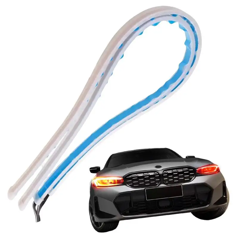 

LED Light Strip For Car 2 Pieces Car Exterior Flexible Light Guide Strip Headlight Strips Car LED Light Daytime Running Light