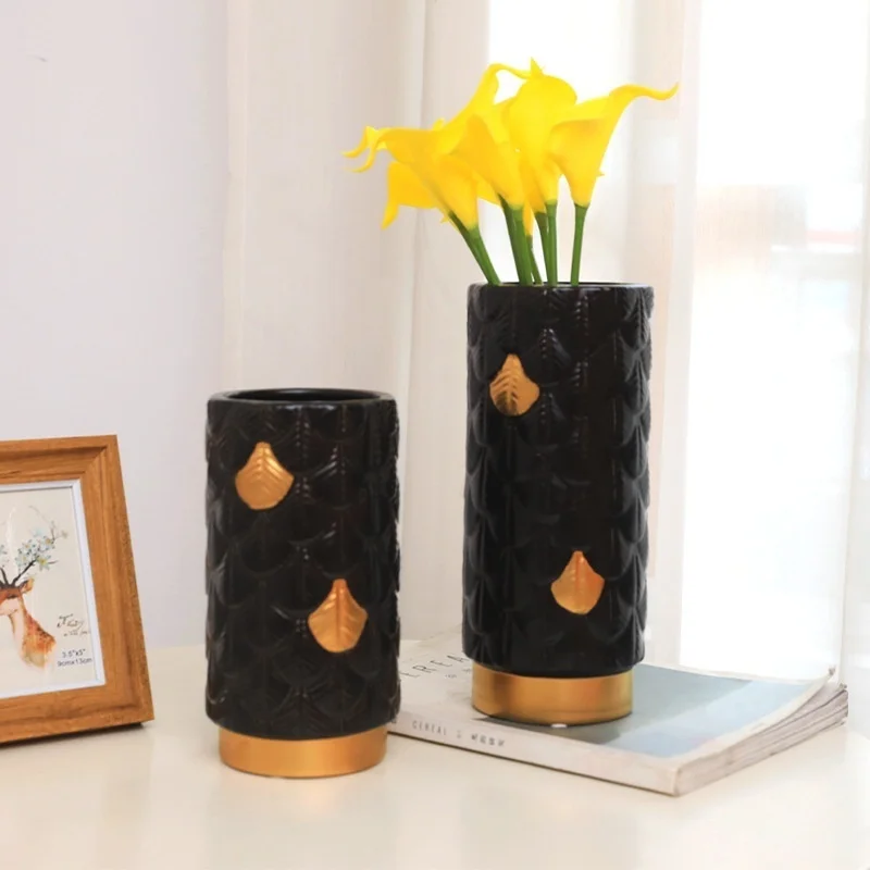 

Nordic ginkgo leaf ceramic vase simple and creative living room simulation flower table home decoration