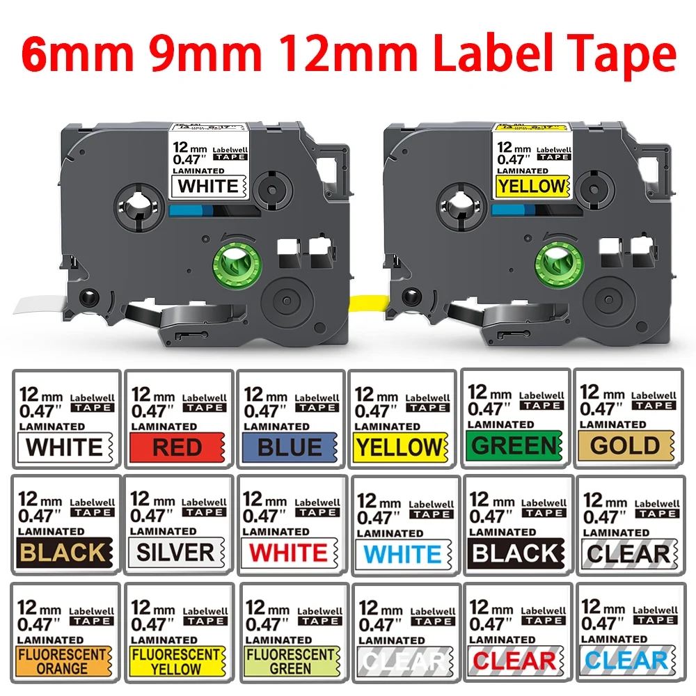 

Лента для этикеток, 6/9/12 мм, 231, совместимая с Brother 231, 131, 221, 211, 631, 731, 831, 334, 335 для этикеток P-Touch PTH110