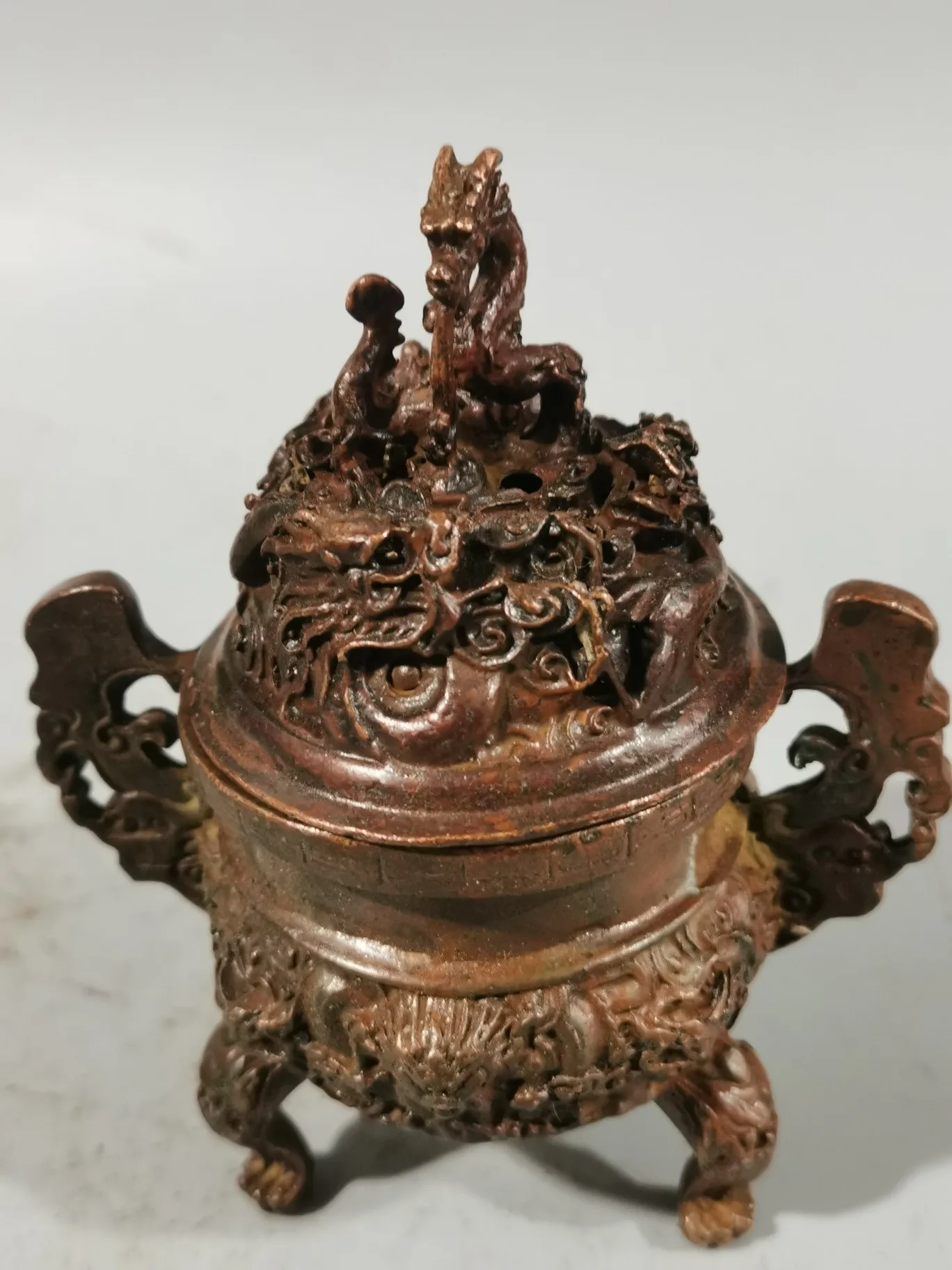 

Vintage Incineration Incense Burner Buddhism Dragon Incense Burner Buddha Seat Miniature Copper Tea Pet Craft Home Decoration