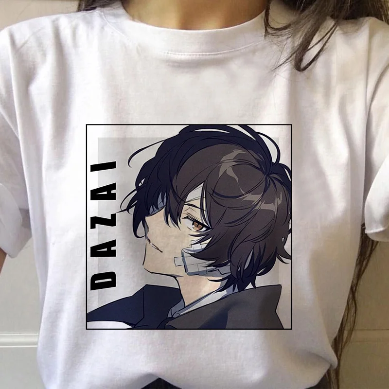 

Футболка Bungo с изображением бродячих собак, женская футболка в стиле Харадзюку с изображением аниме Осаму дадзай накажима атсуши, графические футболки, летние футболки с коротким рукавом