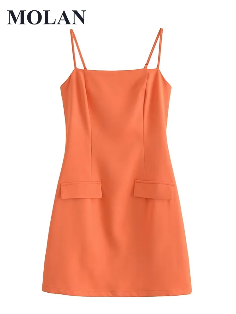 

MOLAN Orange Woman Sexy Dress Summer New Strapless Fashion New Elegant Sleeveless Back Zipper Party Za Dress Female Vestido