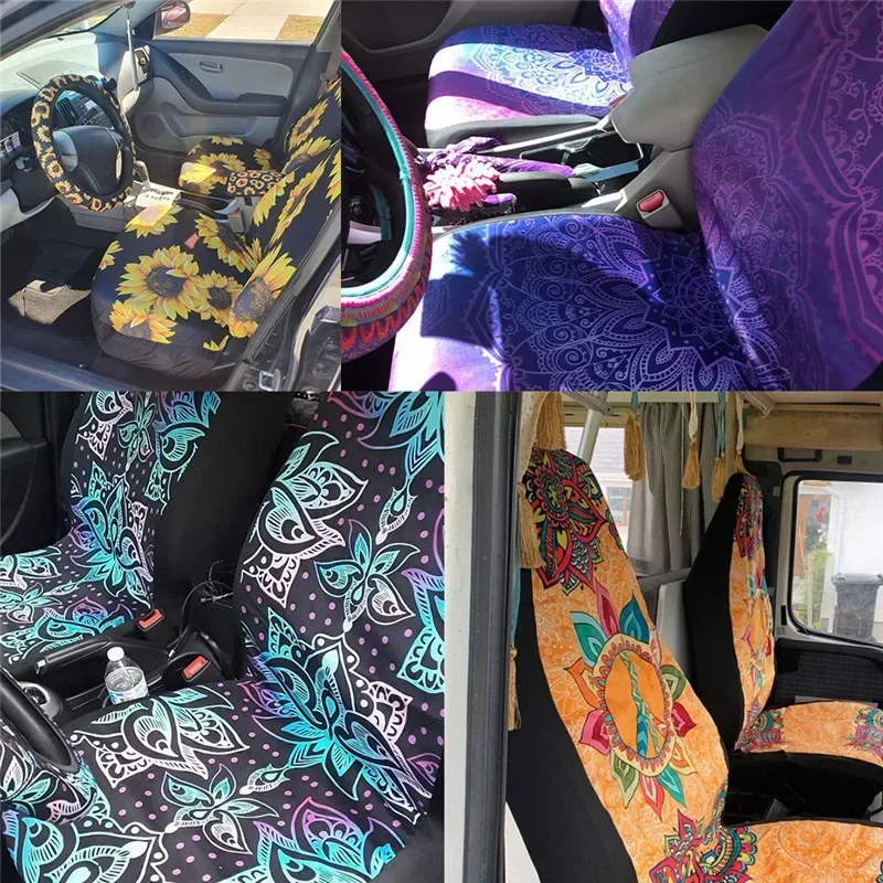 Samon Design Polynesian Printed Slip-Resistant Comfortable Front/Back Car Interior Seats Protector Easy to Install