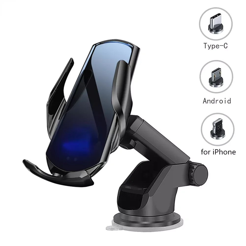 

Automatic Clamping 15W Qi Car Wireless Charger 13 12 11 Pro XR X 8 S20 S10 USB Charging Phone Holder