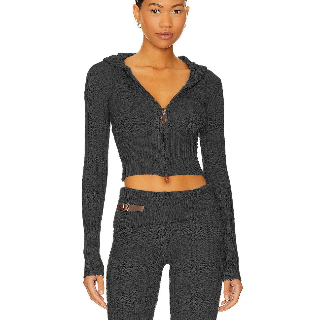 Модный повседневный костюм новинка осень/зима 2024 элегантный вязаный кардиган