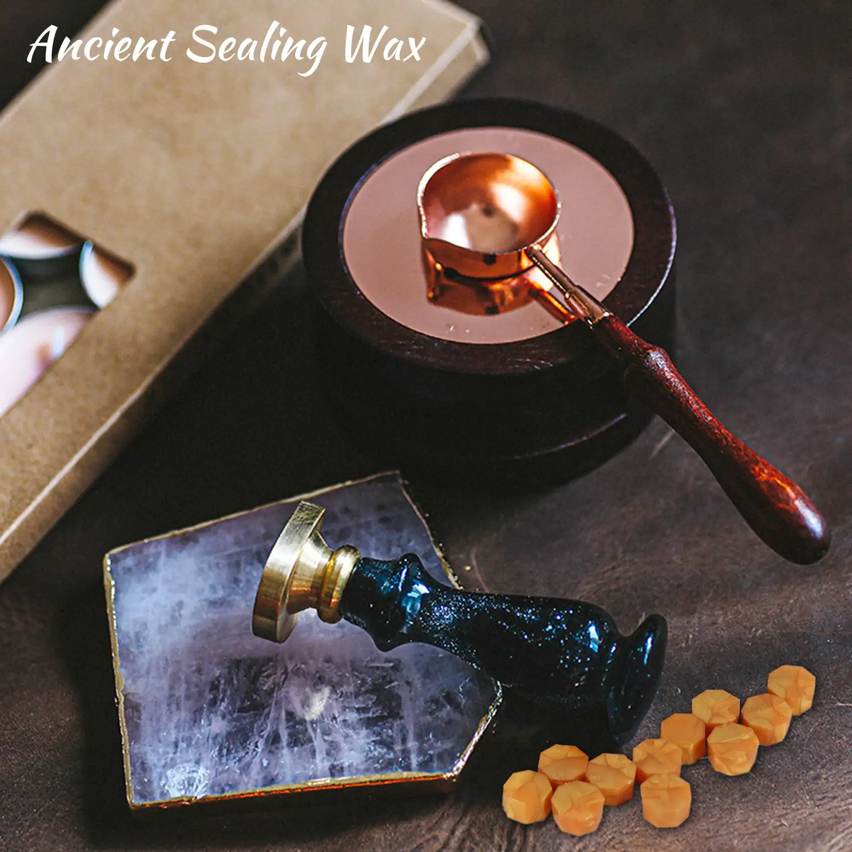 100Pcs Sealing Wax Seal Beans Stamp Beads for Vintage Craft Envelope Wedding Ancient Tools -Golden