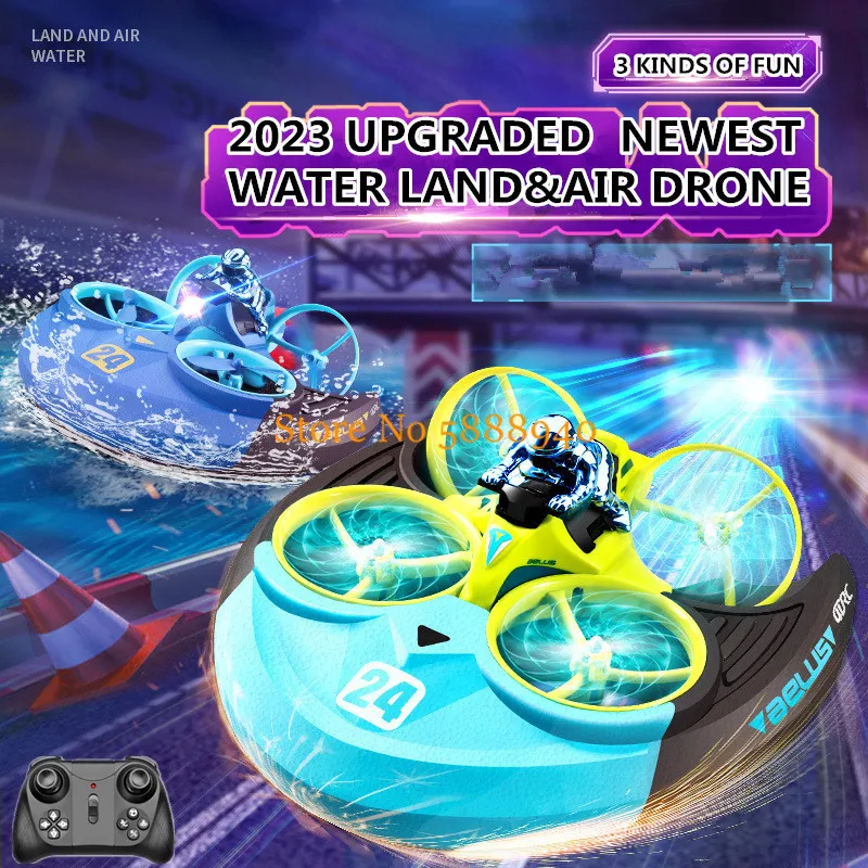 

Large 3 In 1Water Land Air Flight Waterproof RC Drone 2.4G 3D Roll Headless Mode High Speed Drift Remote Control Hovercraft Boat