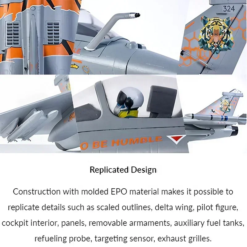 FMS Rafale 64 мм EDF RC Jet с рефлекторной системой V2 PNP Tiger Meet Trim Dassault Реплика истребителя