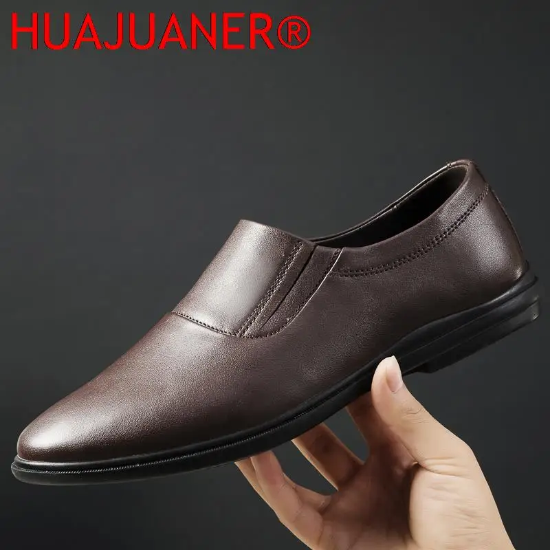 

High Quality Mens Slip on Shoes Genuine Leather Loafers Men Casual Driving Shoes Moccasins Man Soft Flats Male Business Footwear