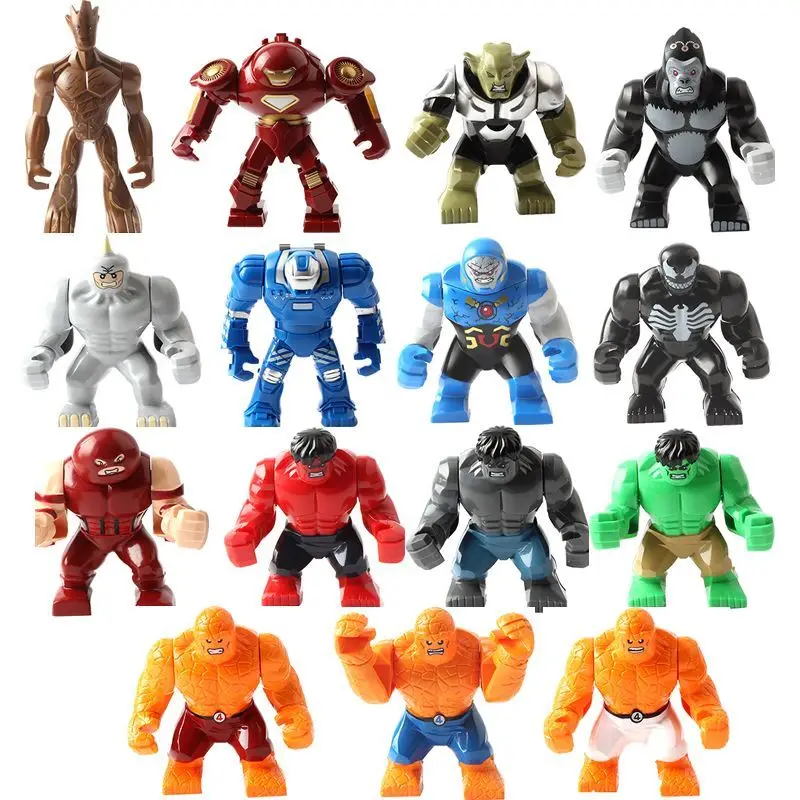 

Marvel Anime Superhero Building Blocks Cartoon Personality Iron Man Anti-Hulk Thanos Venom Children Assembled Toys Birthday Gift