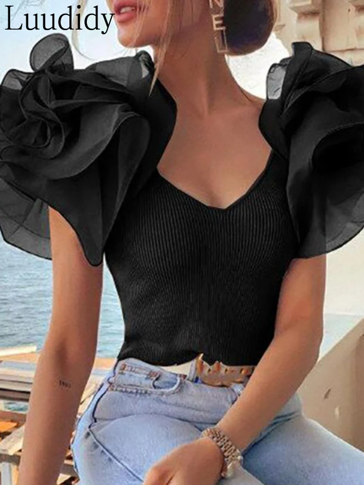 

Women Ruffles Sleeve Top Shirts