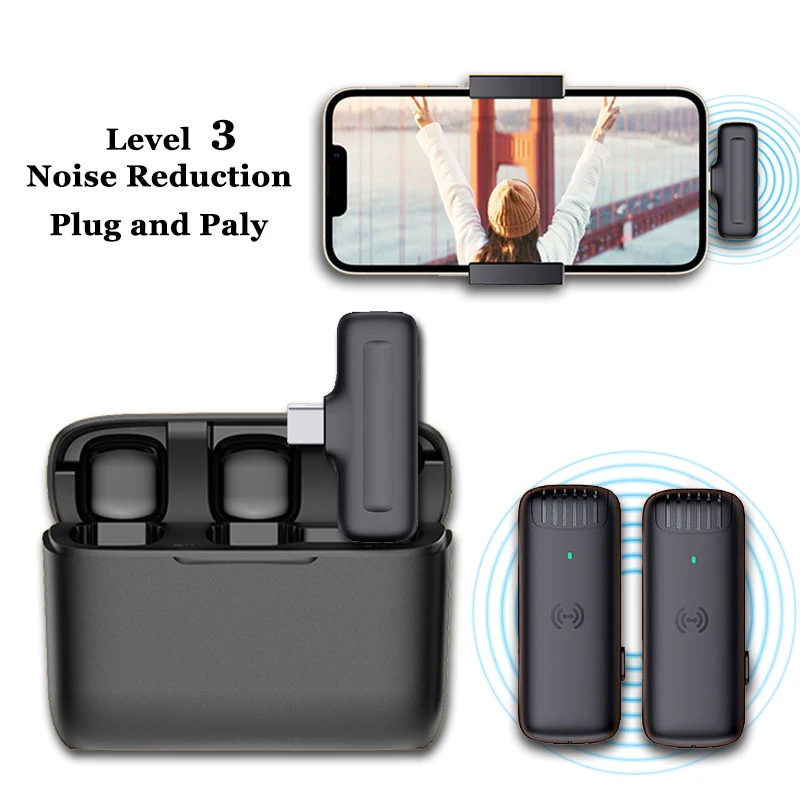 

Wireless Lapel Noise Reduction Podcast Microphone Monitor Live Streaming Recoroding iphone Mic Lavalier Mini Mic for Smartphone