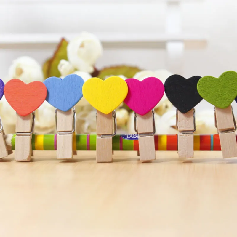 

2023 New 50Pcs/set Wooden Clip Love Nail Clothespin Diy Cute Wedding Decoration Craft Nail Clothespin