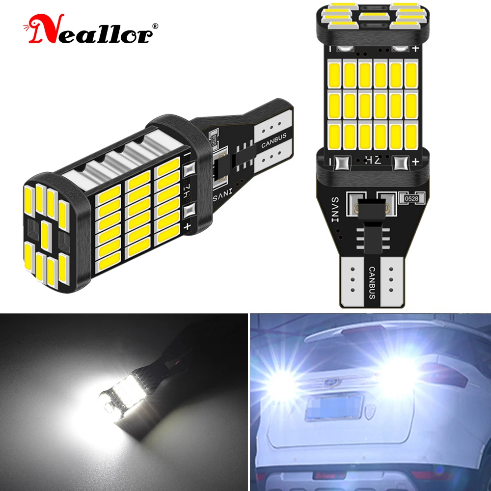 

Комплект автомобильных светодиодный ных ламп T15 W16W 921 912 WY16W, резервные автомобильные фонари заднего хода, стоп-сигнал 3014 45SMD, янтарный, красны...