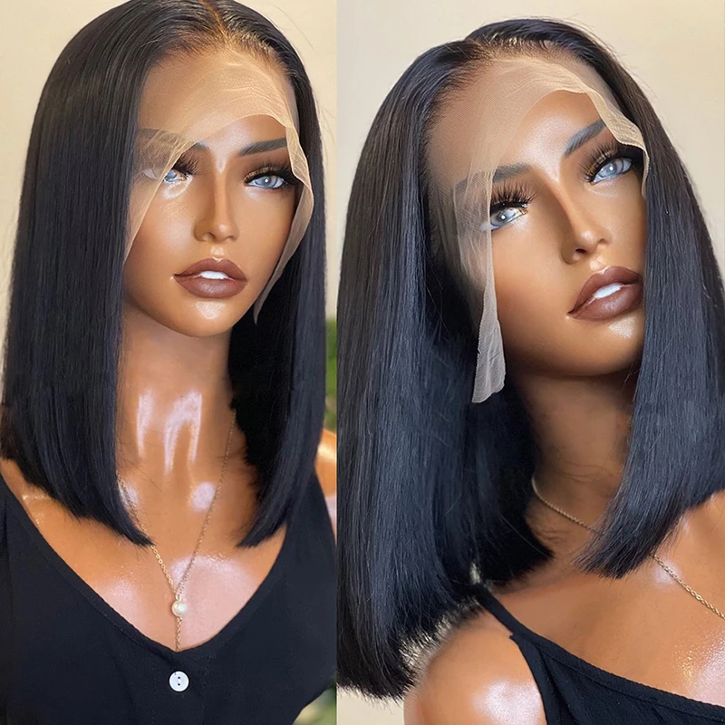 13x 4 парики из человеческих волос на сетке спереди прямые Боб парик предразборные