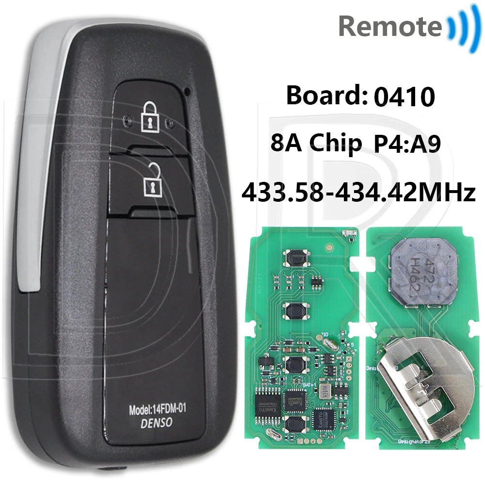 

Отличный чип BR2EX 8A P4:A9 433,58-434,42 МГц 61E206-0010, бесконтактный автомобильный ключ дистанционного управления для Toyota CHR CH-R 2018+