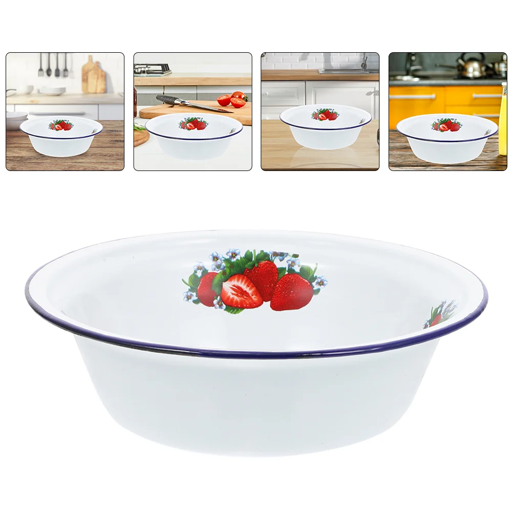 

Bowl Enamel Basin Soup Bowls Mixing Salad Enamelware Vintage Fruit Kitchen Noodle Cereal Metal Wash Pan Chinese Serving Cooking