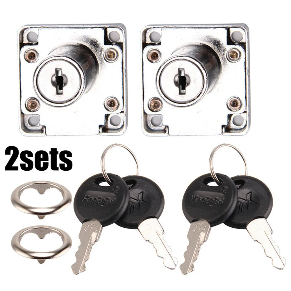 

2Locks Cabinet Lock 4Keys Cabinet Cupboard Drawer Furniture Letter Lock Mailbox Practical Durable High Quality