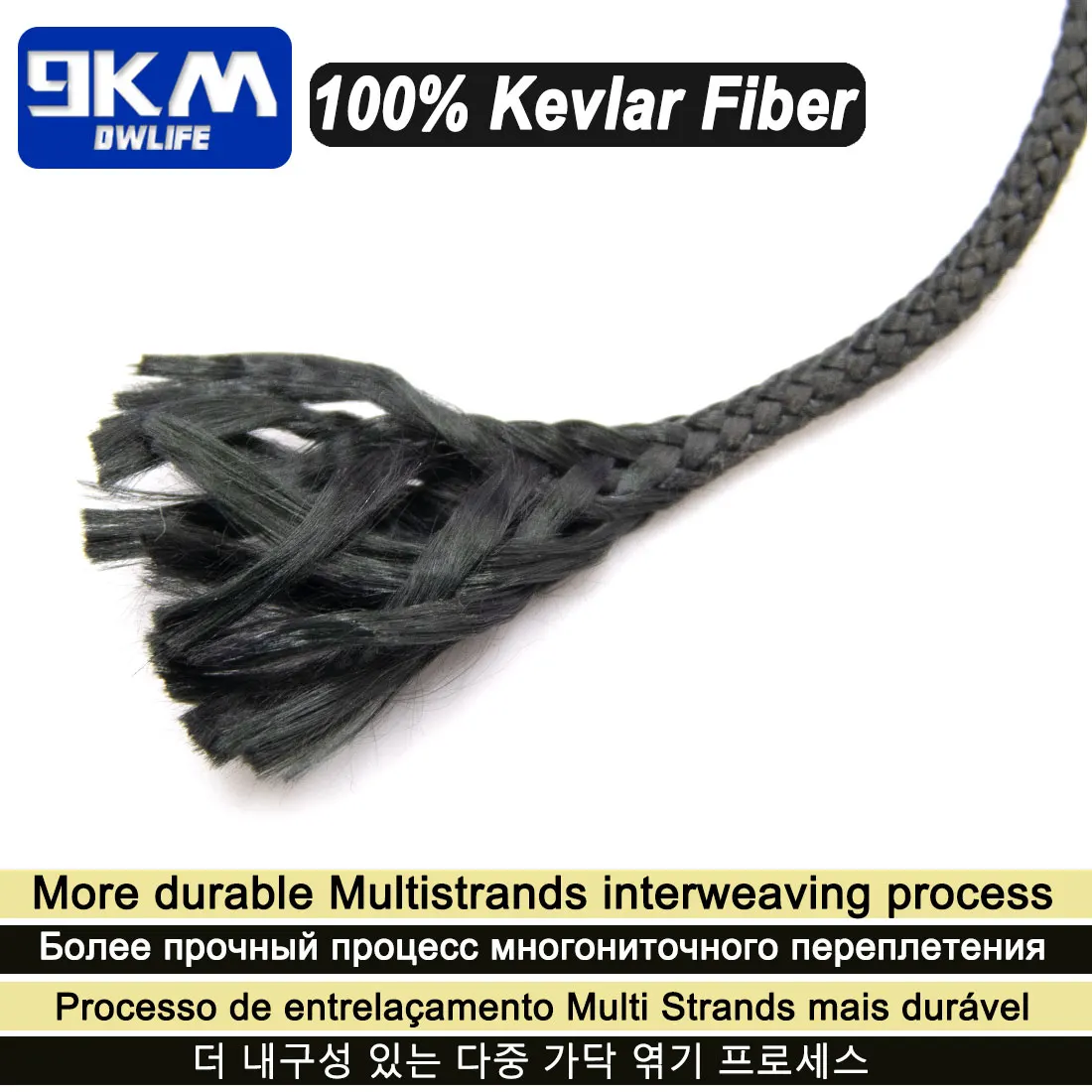 Braided Kevlar Line Black 50-1500 Lbs Fishing Assist Rope High Strength Kite Flying Line Outdoor Camping Hiking Refractory Rope